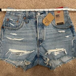 NWT Levi's 501 High Rise Women's Blue Denim Shorts 100% Cotton Size 25